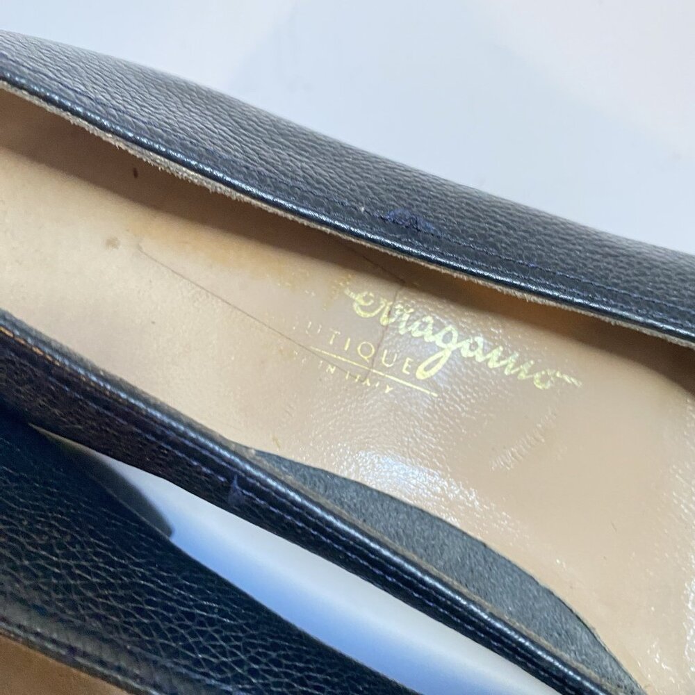 Salvatore Ferragamo Italian Boutique Womens Shoes Wedge Flats Size 8 Black - Picture 9 of 12